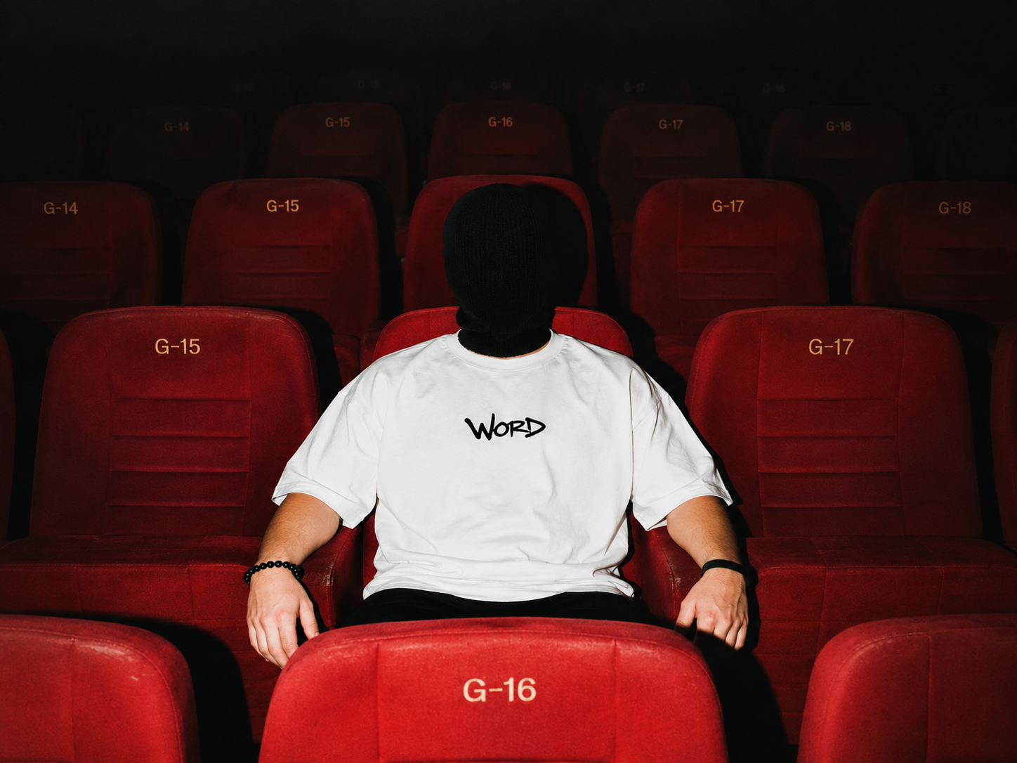 WORDSTORE T-shirt in a cinema
